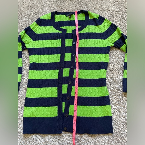 Talbots cardigan size xs green and navy sweater - Picture 4 of 6